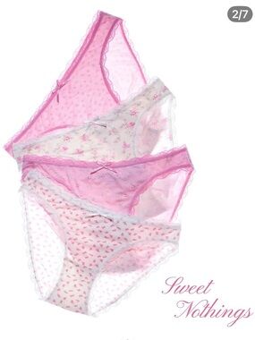 LoveShackFancy Tickled Pink Bikini Panty Set of 4 Size XS $115
